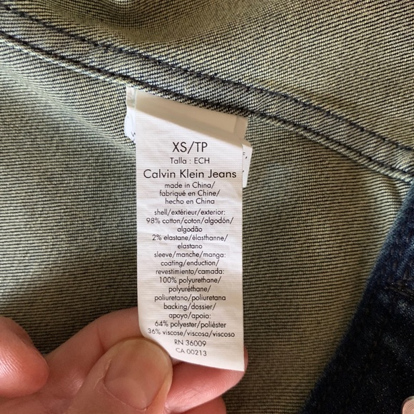 Calvin Klein Jean and Faux Leather Jacket, XS, Blue - Picture 6 of 9